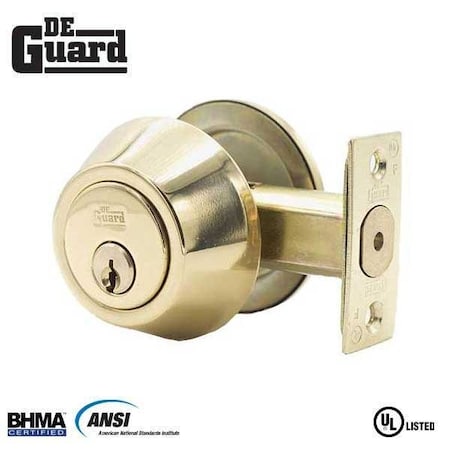 Deguard Premium Single Sided Deadbolt UL Listed Polished Brass Finish - KW1 DDB01-PB-KW1
